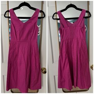 Lands' End Fuchsia Sleeveless Midi Dress - V-Neck